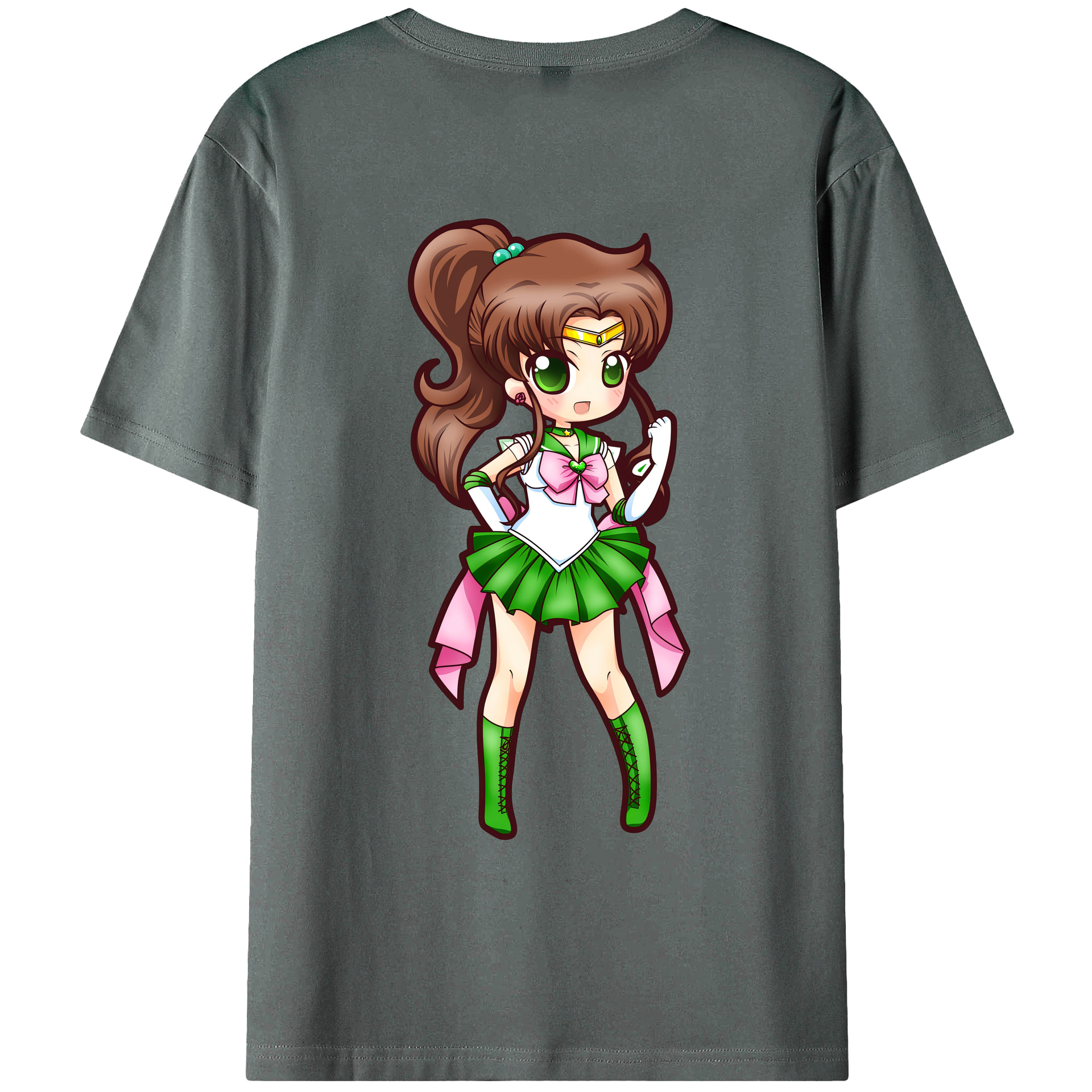 （画像用） 美少女戦士セーラームーン 木野 まこと きの まこと Sailor Moon Kino Makoto （セーラージュピター；Sailor Jupiter） 綿100％ メンズ半袖Tシャツ（バックプリント） 通気性